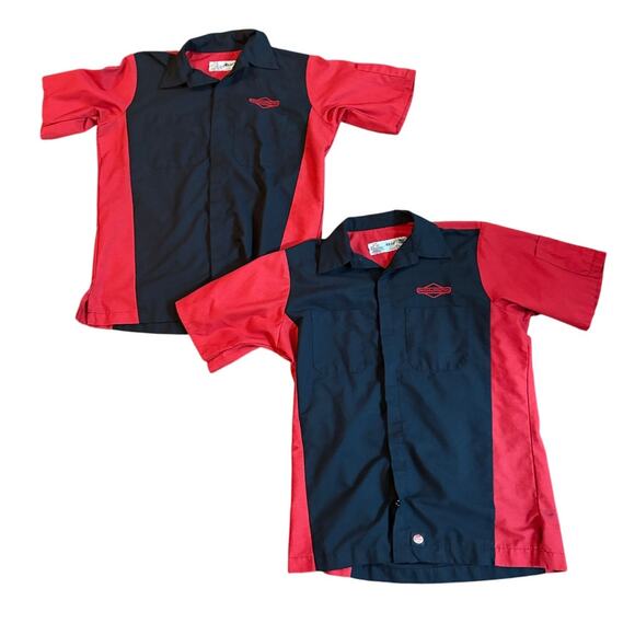 Lot of 2 Red Kap Work Shirts Briggs & Stratton Short Sleeve Red Black EUC - Picture 1 of 6
